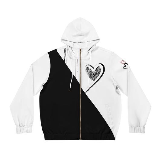 Hearts & Roses Men's Zip-Up Hoodie