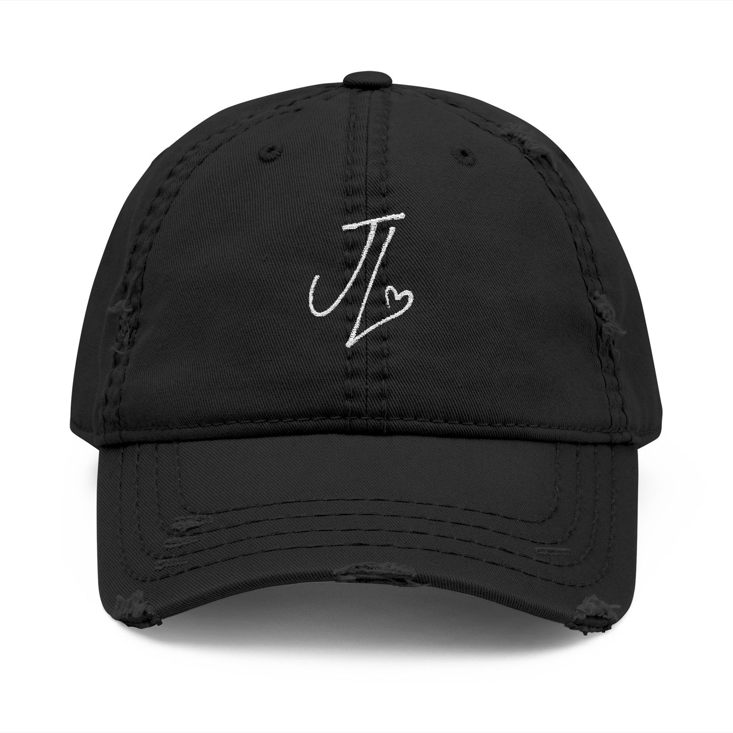 Embroidered JL Signature Distressed dad hat