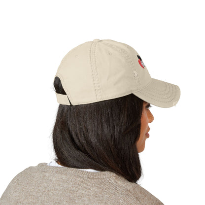 Embroidered "Love Addict" Distressed Dad Hat