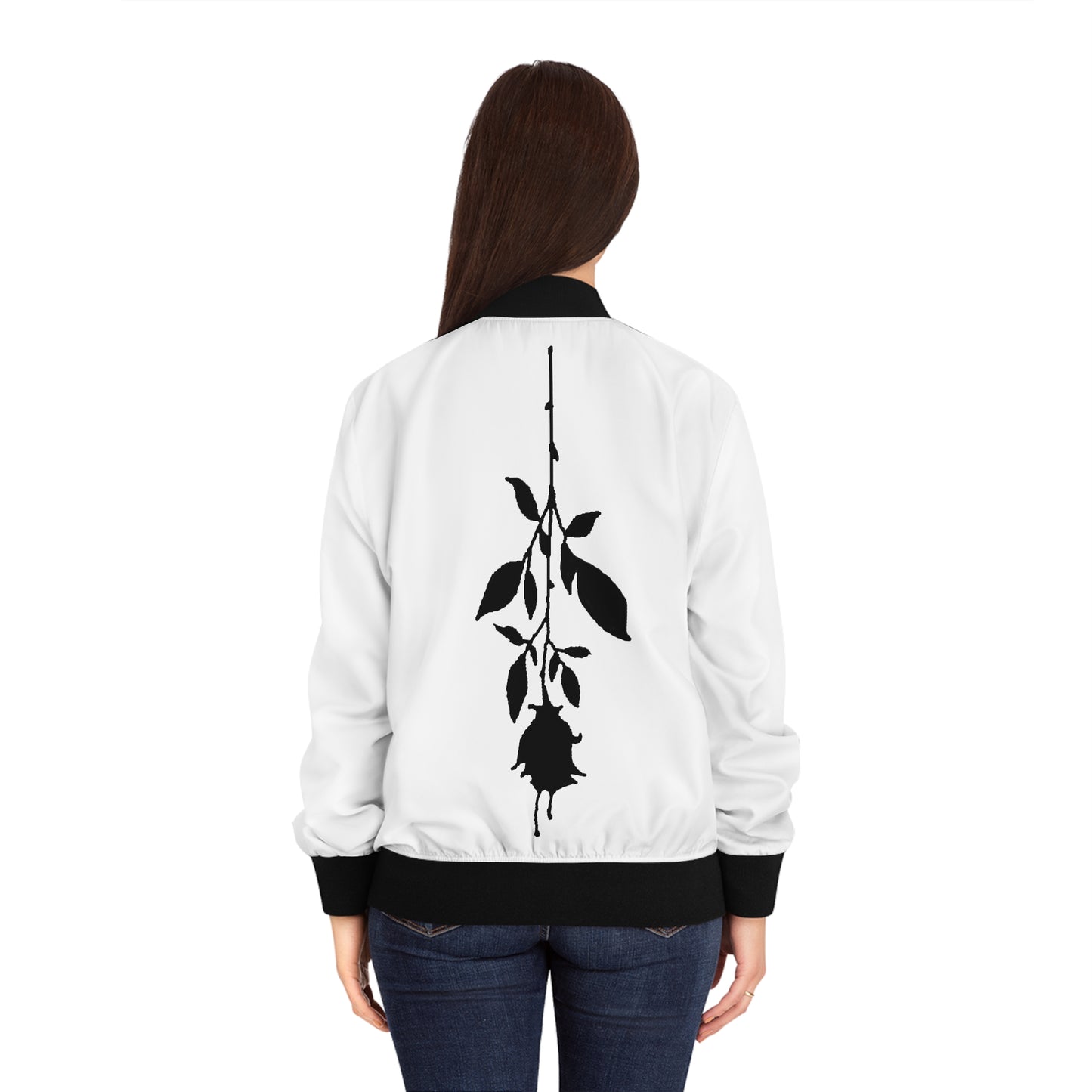 White Dripping Rose Women's Bomber Jacket