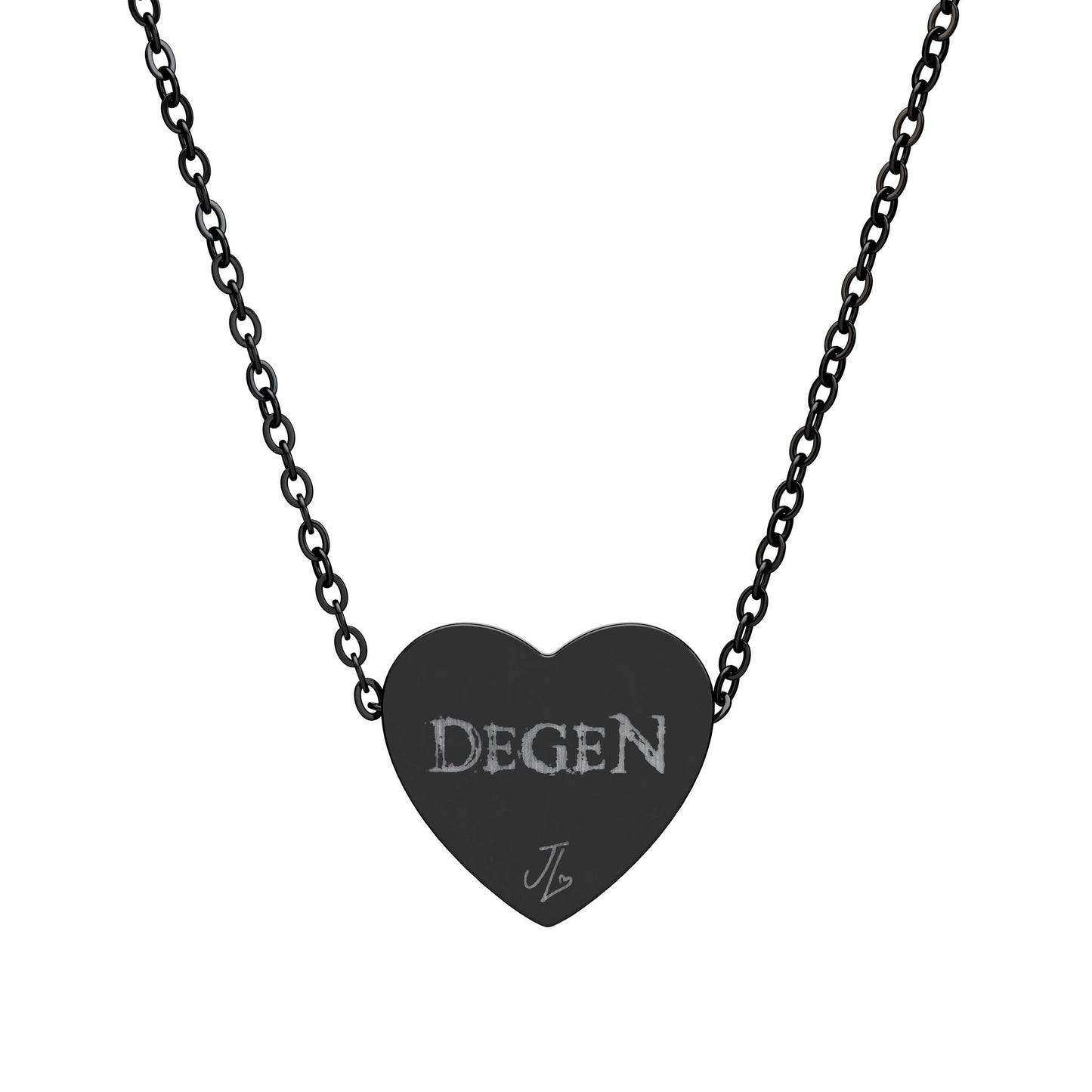 Degens & Divas | Matching Engraved Black Heart Necklaces