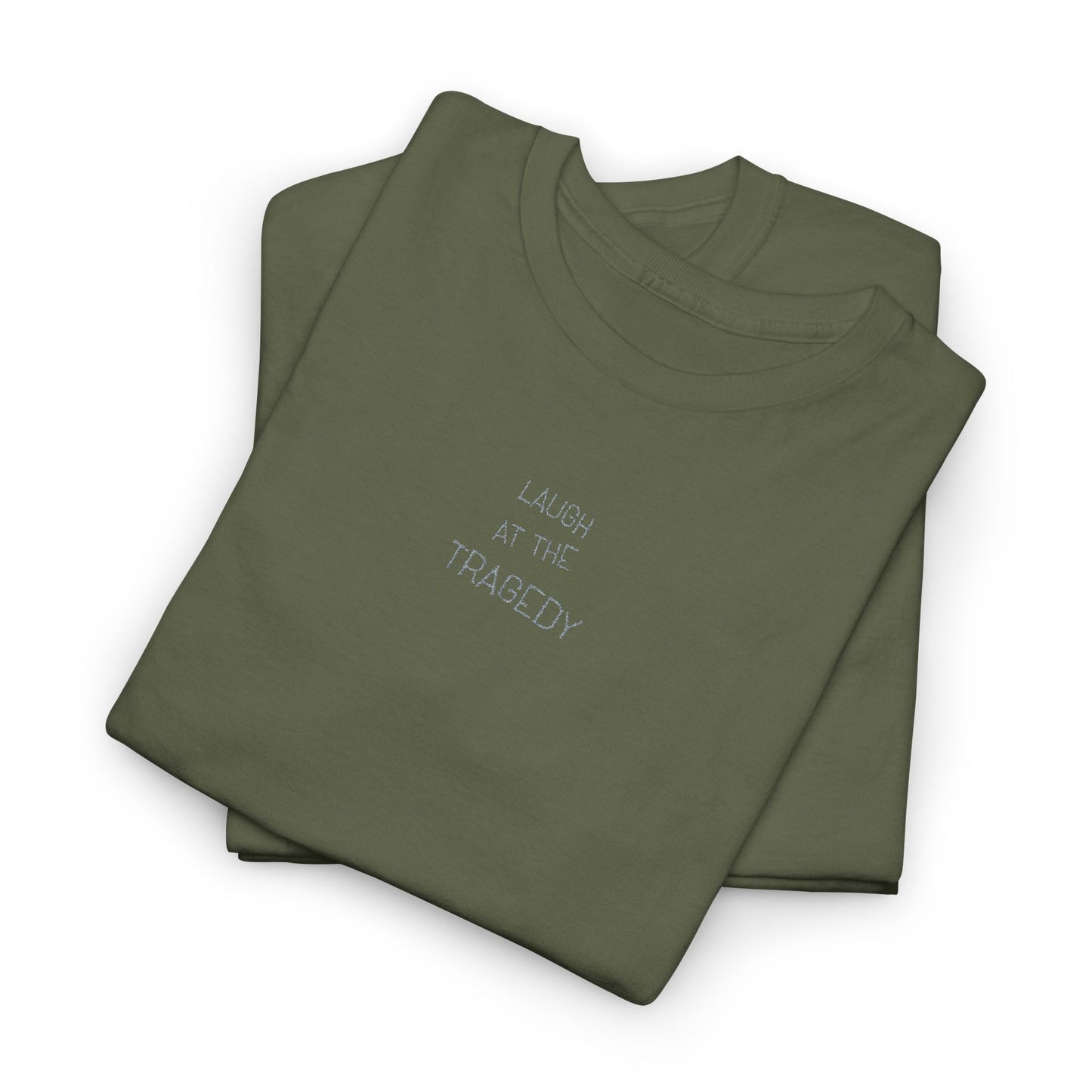 Laugh at the Tragedy | Minimalist Embroidered Album T-Shirt